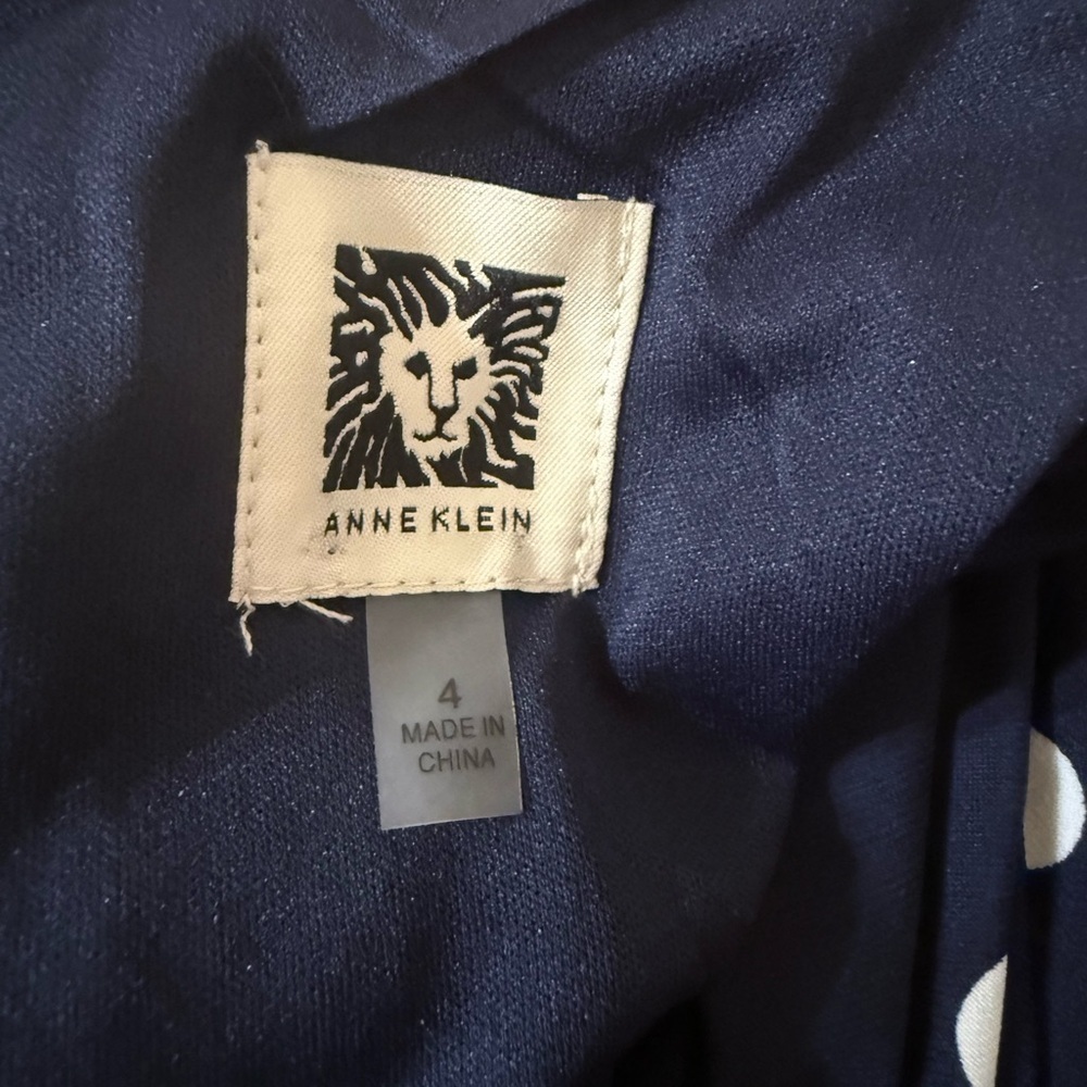 Anne Klein Dark Blue and White Polka Dot Midi Dress - Picture 4 of 5
